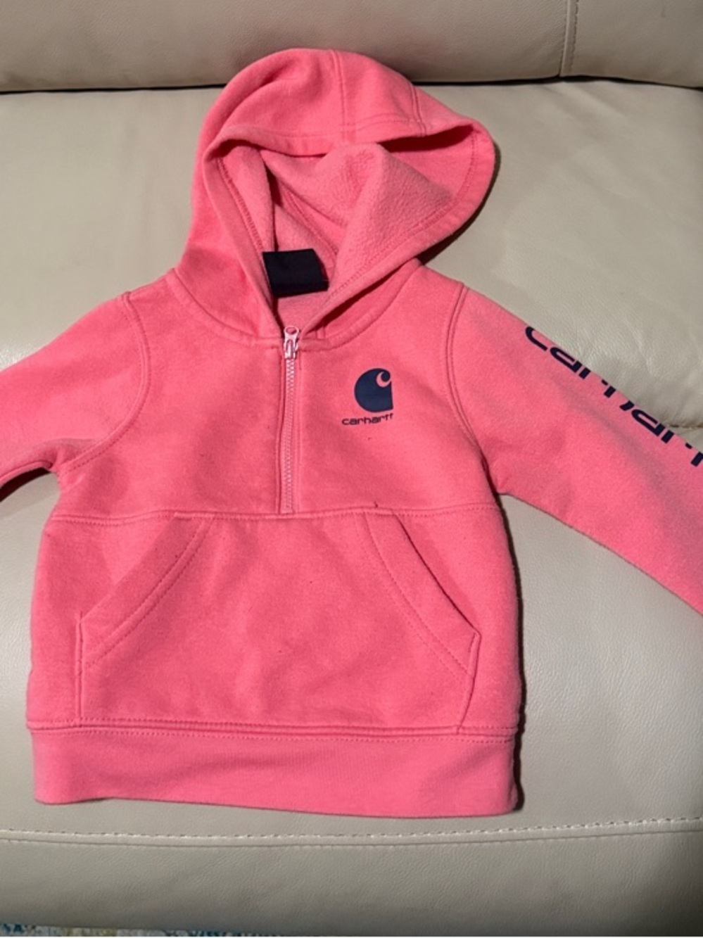 Carhartt Kids Coral Pink Half-Zip Hooded Sweatshirt